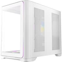 White Antec Midi Tower computer case with transparent side panel and mesh front for ventilation.