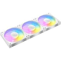 White Antec C120 ARGB computer case fans, 12 cm, set of 3, with multicolor LED lighting.