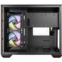 Black Antec CX600M ARGB Mini Tower with dual RGB fans and open interior for customizable PC builds.