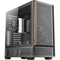 Black Antec P30 AIR Midi Tower with mesh front panel, tempered glass side, and multiple cooling fans.