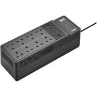 APC Back-UPS with 8 BS1363A outlets, USB A+C ports, black rectangular design, wall or floor mountable.