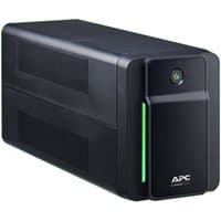Black APC Back-UPS tower with green LED strip, 6 IEC C13 outlets, and AVR, 950VA, 230V.