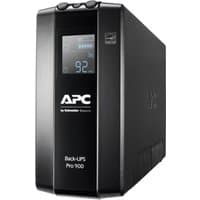 Black APC Back-UPS PRO BR900MI with LCD display, 6x C13 outlets, USB port, 900VA capacity.