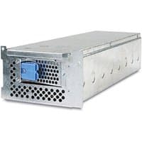 Rectangular APC battery cartridge with metal casing, ventilation holes, and a blue connector.