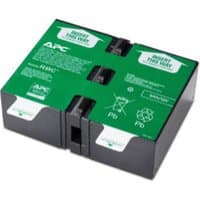 APC Battery Replacement Cartridge APCRBC124, green label, black casing, dual connectors, OEM branding.