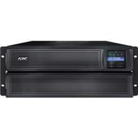 Black APC Smart-UPS X with digital display, 2200VA capacity, 8 C13 and 2 C19 outlets, USB port, rack-mount design.