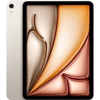 Starlight Apple iPad 11-inch Air Wi-Fi, 128GB, 2025 model with sleek design and black bezel around vibrant display.