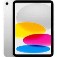 Silver Apple iPad 11-inch Wi-Fi 128GB with sleek design and vibrant display showing colorful abstract shapes.