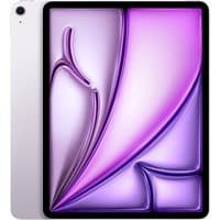 Purple Apple iPad Air 13-inch Wi-Fi 256GB with sleek design and thin bezels, displaying abstract purple wallpaper.