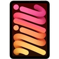 Beige Apple iPad mini 7th Gen 8.3in with Wi-Fi+Cellular, 128GB storage, sleek design, black bezel, vibrant display.