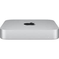 Silver Apple Mac mini 2020 with M1 chip, 8GB RAM, 256GB storage, sleek compact design, and Apple logo on top.
