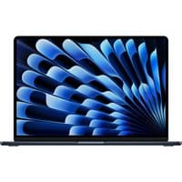 Navy Apple MacBook Air with 15.3" display, sleek design, and vibrant blue abstract screen pattern.