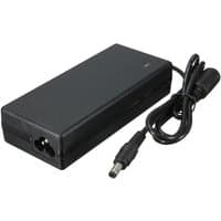 Black ASUS 120W power adapter with rectangular shape, detachable cable, and standard plug connector.