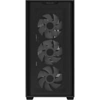 Black ASUS A21 PLUS computer case with mesh front panel and three visible cooling fans.