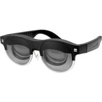 Black ASUS AirVision M1 smartglasses with round lenses, thick frames, and integrated side controls.