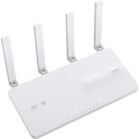 White ASUS EBR63 dual-band wireless router with four vertical antennas and LED indicators on the front panel.