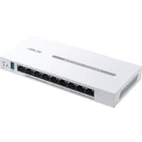 White ASUS ExpertWiFi EBG19P wired router with Gigabit Ethernet ports, sleek rectangular design, and vented sides.