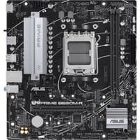ASUS PRIME B650M-R micro ATX motherboard, black with silver heatsinks, AM5 socket, and multiple expansion slots.