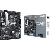 ASUS PRIME H610M-A D4-CSM micro ATX motherboard with black PCB, silver heatsinks, and box packaging.