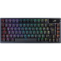 Black ASUS ROG Azoth keyboard with RGB backlit keys, compact design, and wireless connectivity options.