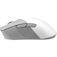 White ASUS ROG Gladius III wireless gaming mouse, right-hand design, with two side buttons and textured grip.