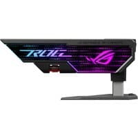ASUS ROG Herculx Graphics Card Holder, black with RGB lighting and ROG logo, sleek design with adjustable stand.