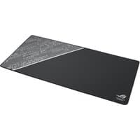 ASUS ROG Sheath BLK LTD gaming mouse pad, black with grey and white geometric design, rectangular shape.