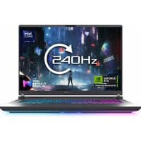 Grey ASUS ROG Strix G18 laptop with 18" display, RGB keyboard, NVIDIA GeForce RTX 5060, and Intel Core Ultra 9.