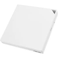 White ASUS RT-AX57 Go wireless router, sleek square design, dual-band antennas, Gigabit Ethernet ports.