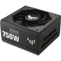 Black ASUS TUF Gaming 750W Gold power supply unit with 20+4 pin ATX connector and ventilation grill.