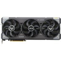 ASUS TUF Gaming RTX 5080 graphics card, black with three cooling fans and TUF branding.
