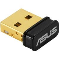 Black and gold ASUS USB-BT500 Bluetooth adapter with compact design and ASUS logo on the black cap.