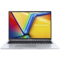 Silver ASUS Vivobook 16 laptop with a sleek design, 16-inch WUXGA display, and backlit keyboard.