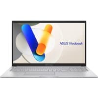 Silver ASUS Vivobook 17 laptop with 17.3" Full HD display, sleek design, and Windows 11 Home interface.
