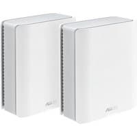 White ASUS ZenWiFi BT8 2-pack, sleek rectangular design, tri-band Wi-Fi 7, subtle logo on front, vented sides.