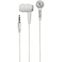 White Av:link EC9W in-ear stereo earphones with 3.5mm jack and soft silicone ear tips.