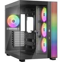 Black be quiet! LIGHT BASE 600 LX Midi Tower with RGB fans, tempered glass side panel, and front RGB light strips.