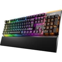 Black be quiet! gaming keyboard with RGB backlighting, UK ISO layout, and detachable wrist rest.
