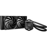 Black be quiet! PURE LOOP 3 liquid cooler with dual 12 cm fans, sleek radiator, and braided tubing.