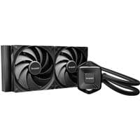Black be quiet! PURE LOOP 3 liquid cooler with dual 14 cm fans, sleek radiator, and braided tubing.