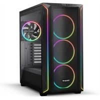 Black be quiet! Shadow Base 800 FX Midi Tower with RGB lighting, tempered glass side panel, and three front fans.