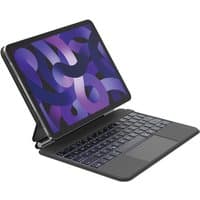 Black Belkin tablet case with keyboard, fits 11" tablets, features a foldable stand and sleek design.