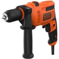 Orange Black & Decker BEH200-GB drill, corded, with black grip handle and chuck, 32300 RPM branding visible.