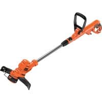 Orange Black + Decker electric strimmer with black handle and adjustable shaft, featuring a 450W motor.