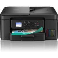 Black Brother DCP-T780DW printer with LCD screen, control panel, and visible ink tank on the front side.