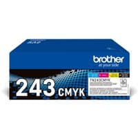 Brother TN-243CMYK toner cartridge box, blue and black design with color labels for black, cyan, magenta, yellow.