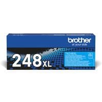 Brother TN-248XLC original cyan toner cartridge in blue box with white text and dot pattern design.