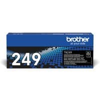 Brother TN-249BK black toner cartridge in blue and black box with white text and graphic pattern.