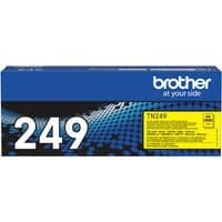 Brother TN-249Y toner cartridge, original yellow, blue box with white "249" and yellow label.