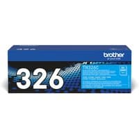 Brother TN-326C original cyan toner cartridge in blue and black box with large "326" text.